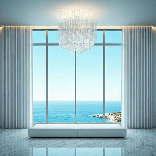 Luxury interior with floor-to-ceiling windows